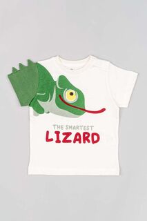 Детская хлопковая футболка на молнии Zippy, бежевый
