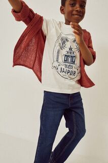 Детская хлопковая футболка на молнии Zippy, белый
