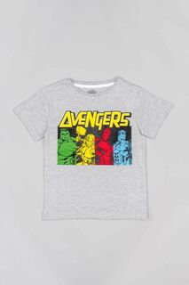 Детская хлопковая футболка на молнии x Marvel Zippy, серый