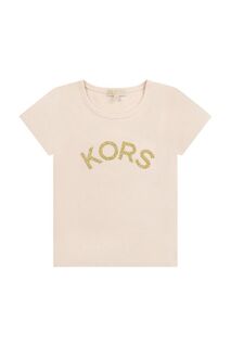Детская хлопковая футболка Michael Kors, бежевый