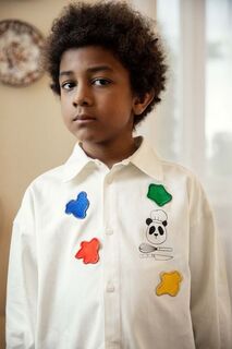 Детская хлопковая рубашка Mini Rodini, белый