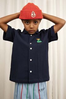 Детская хлопковая рубашка Mini Rodini, темно-синий