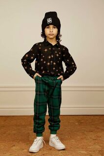 Детские хлопковые спортивные штаны Mini Rodini, зеленый