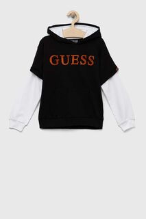 Детская хлопковая толстовка Guess, черный