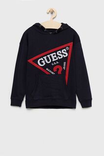 Детская хлопковая толстовка Guess, темно-синий