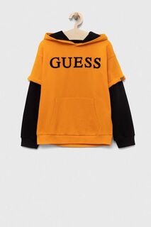 Детская хлопковая толстовка Guess, оранжевый