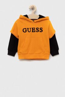 Детская хлопковая толстовка Guess, оранжевый