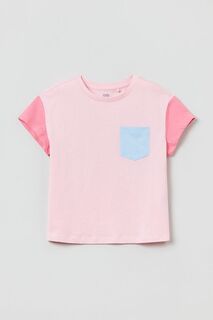 Детская хлопковая футболка OVS, розовый