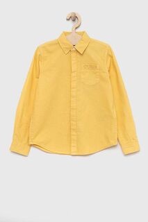 Детская хлопковая рубашка Guess, желтый