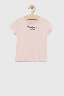Детская хлопковая футболка Pepe Jeans, розовый