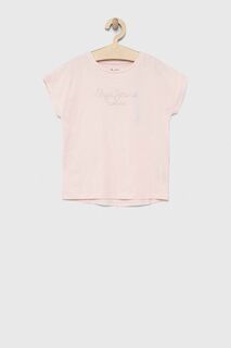 Детская хлопковая футболка Pepe Jeans Nuria, розовый