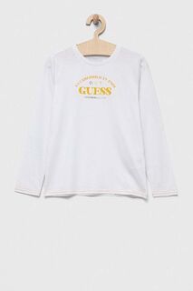 Детская хлопковая рубашка Guess с длинными рукавами, белый