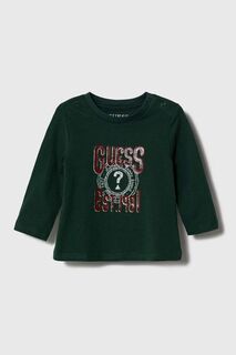 Хлопковая рубашка Guess с длинными рукавами для малышей, зеленый