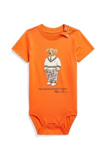 Хлопковое детское боди Polo Ralph Lauren, оранжевый