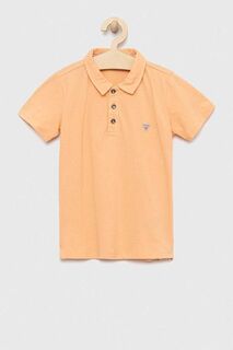Детская хлопковая рубашка-поло Guess, оранжевый