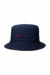 Детская двусторонняя хлопковая шапка Polo Ralph Lauren, темно-синий