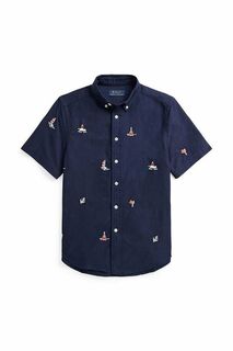 Детская хлопковая рубашка Polo Ralph Lauren, темно-синий