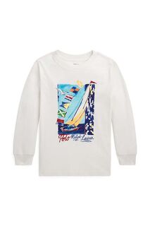 Детская хлопковая рубашка с длинными рукавами Polo Ralph Lauren, белый