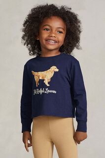 Детская хлопковая рубашка с длинными рукавами Polo Ralph Lauren, темно-синий