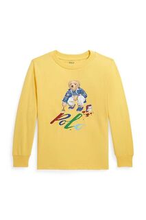 Детская хлопковая рубашка с длинными рукавами Polo Ralph Lauren, желтый