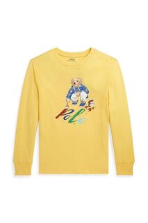 Детская хлопковая рубашка с длинными рукавами Polo Ralph Lauren, желтый
