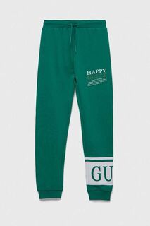 Детские хлопковые спортивные штаны Guess, зеленый