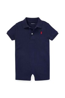 Хлопковый детский комбинезон Polo Ralph Lauren, темно-синий