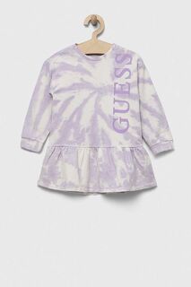 Детское хлопковое платье Guess, фиолетовый