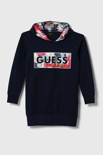 Детское хлопковое платье Guess, темно-синий