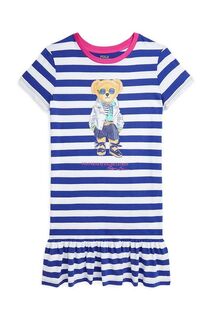 Детское хлопковое детское платье Polo Ralph Lauren, темно-синий