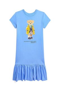 Детское хлопковое детское платье Polo Ralph Lauren, синий