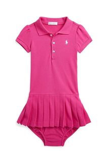 Хлопковое детское платье Polo Ralph Lauren, розовый