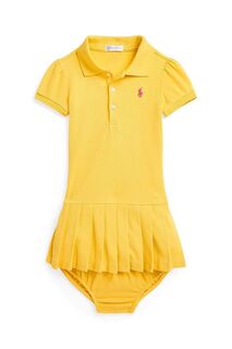 Хлопковое детское платье Polo Ralph Lauren, желтый
