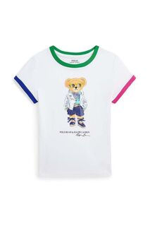Детская хлопковая футболка Polo Ralph Lauren, белый