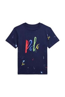 Детская хлопковая футболка Polo Ralph Lauren, темно-синий