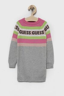 Детское платье Guess из смесового кашемира, серый