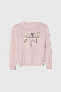 Детский хлопковый свитер Guess, розовый