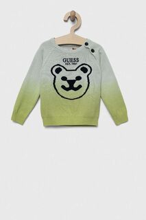 Детский хлопковый свитер Guess, зеленый