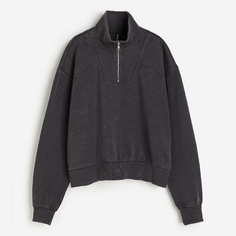 Свитшот H&amp;M Oversized Half-zip, темно-серый H&M