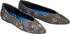 Балетки Goldfinch Polyester Flat Birdies, цвет Blue Floral Needlepoint