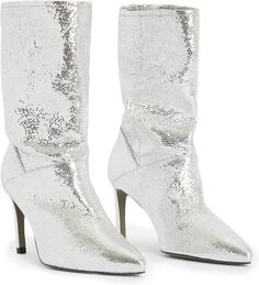 Ботильоны Orlana Shimmer Boots AllSaints, цвет Metallic Silver