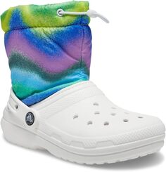 Зимние ботинки Classic Lined Neo Puff Boot Crocs, цвет White/Multi Spray Dye