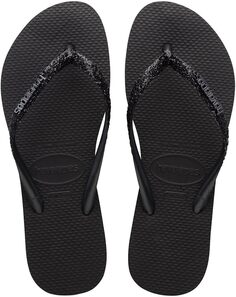 Шлепанцы Slim Glitter II Flip Flop Sandal Havaianas, цвет Black/Dark Grey