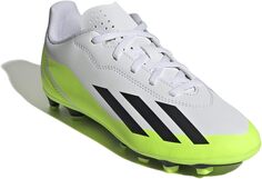 Бутсы Soccer X Crazyfast.4 Firm Ground adidas, цвет Footwear White/Core Black/Lucid Lemon