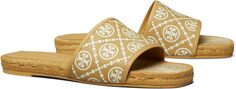 Сандалии на плоской подошве T Monogram Espadrille Slide Tory Burch, цвет Sand Buff