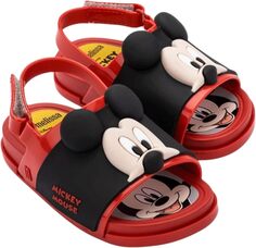 Сандалии на плоской подошве Beach Slide + Mickey &amp; Friends Mini Melissa, красный/черный