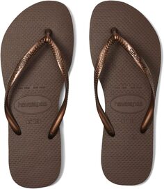 Шлепанцы Slim Flip Flop Sandal Havaianas, цвет Dark Brown Metallic