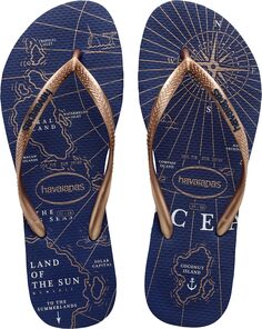 Шлепанцы Slim Nautical Flip Flop Sandal Havaianas, цвет Navy Blue/Rose Gold/White
