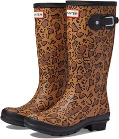 Резиновые сапоги Original Leopard Print Boot Hunter, цвет Rich Tan/Saddle/Black