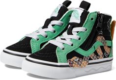 Кроссовки Sk8-Hi Reissue Side Zip Snake Vans, цвет Green/Black